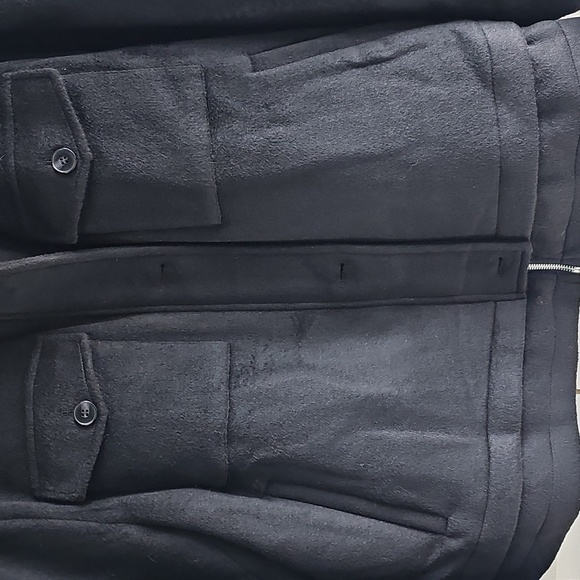 New Bernardo Wool Zippered  Flap Patch Pockets Mid Length Collared Black Coat XL - Picture 12 of 16